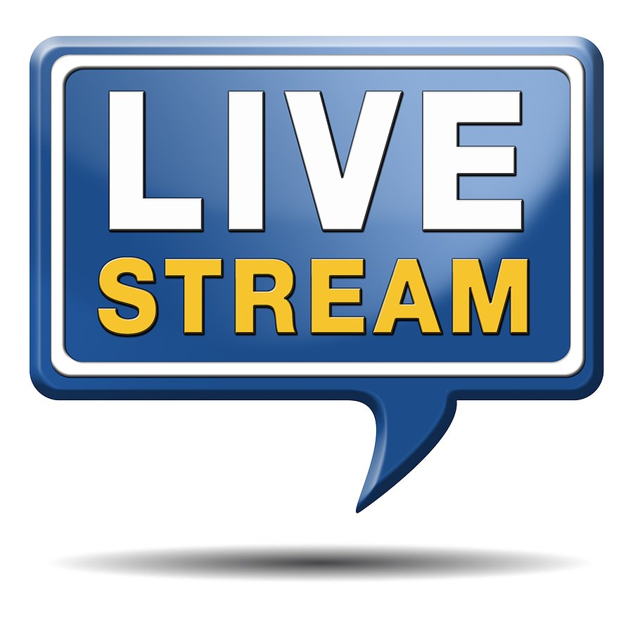 live stream tv music or video button icon or sign live on air br Words "Live Stream" in a quote bubble.