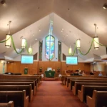 full inner view of Emmaus church sanctuary.